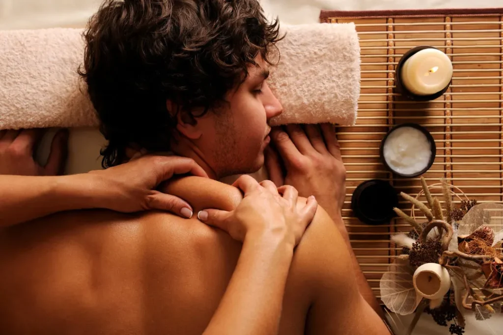 A boy having massage.