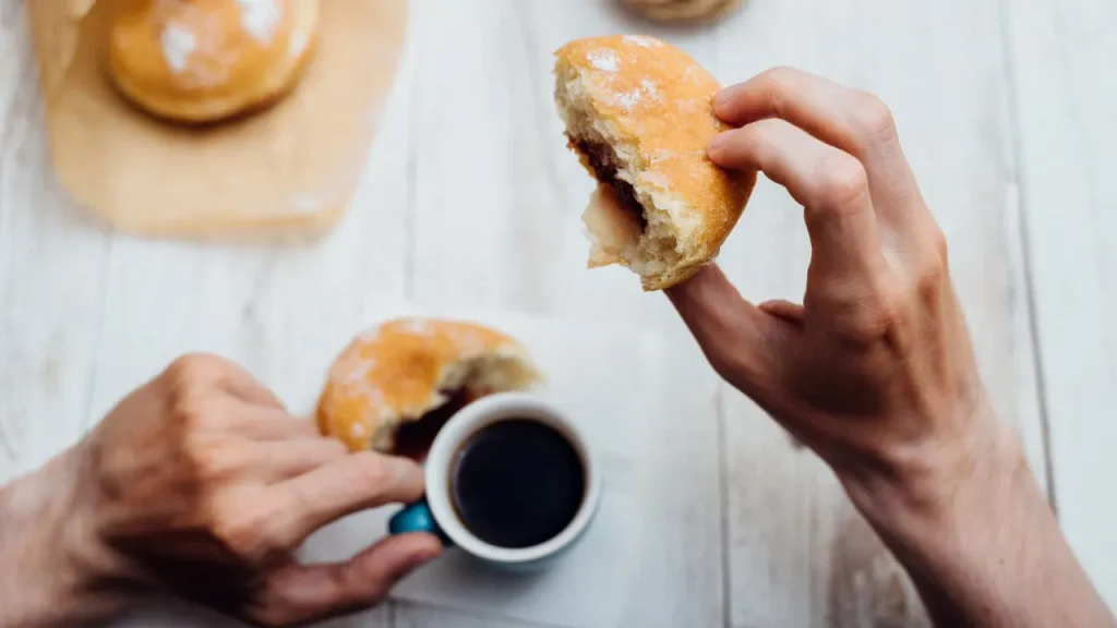 Drumroll's donuts with morning coffee.