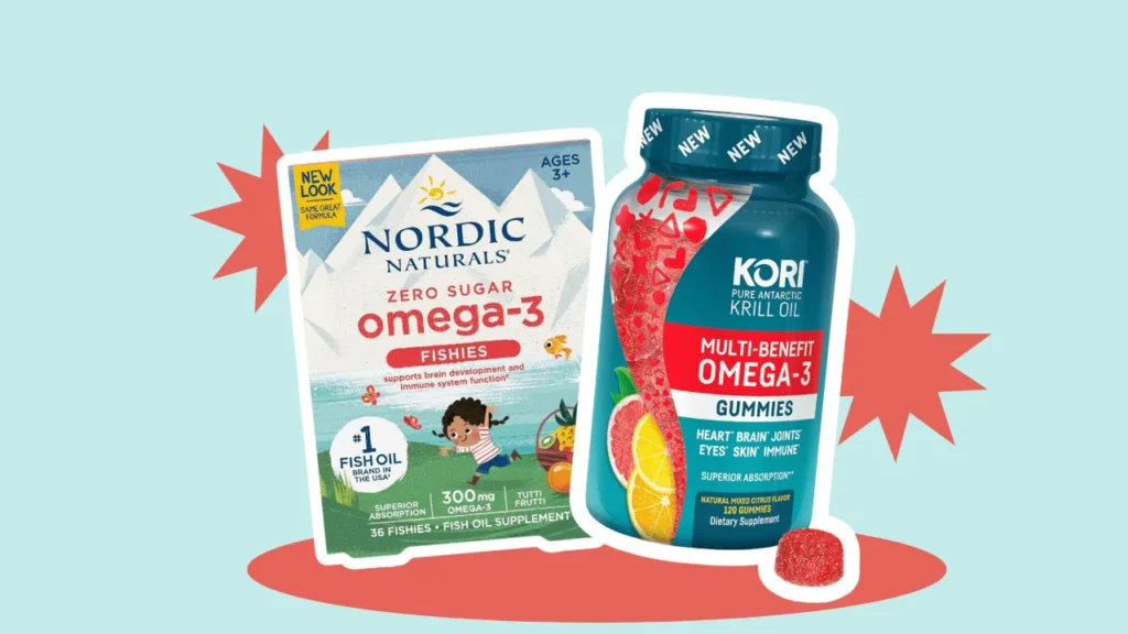 Nordic Naturals Nordic Omega-3 Fishies, Tutti Frutti vs Kori Krill Oil Omega-3 Gummies